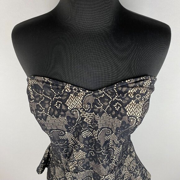 Have Womens L Floral Lace Strapless Peplum Top Lined Back Zipper Boho Party - Picture 3 of 15